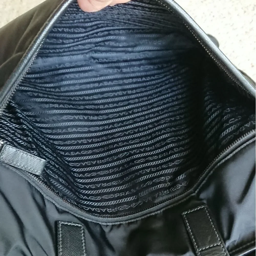 Prada black Nylon and Saffiano leather tote